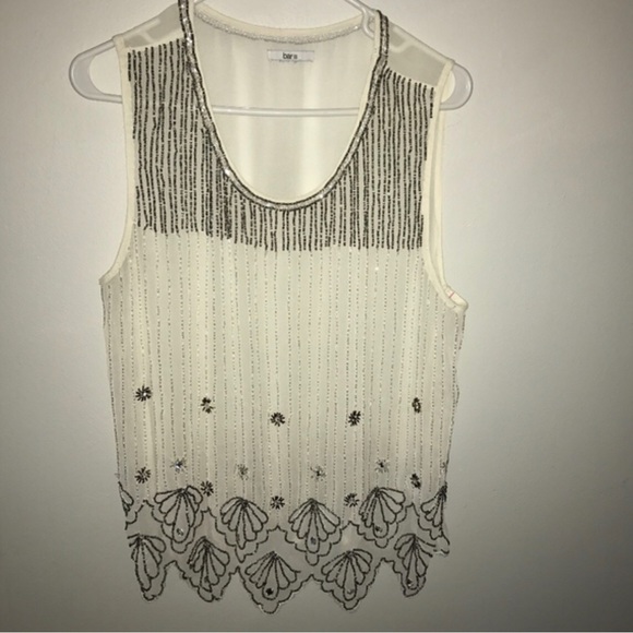 Bar III Tops - 🎃BAR III Sheer Bead Jewel Tank Top
